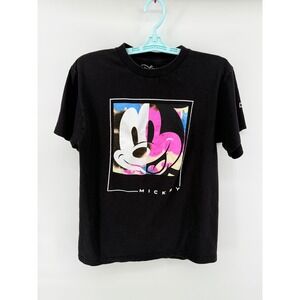 Disney x NEFF Mickey Mouse Graphic T-Shirt Mens Medium Black Neon Pop Art Tee